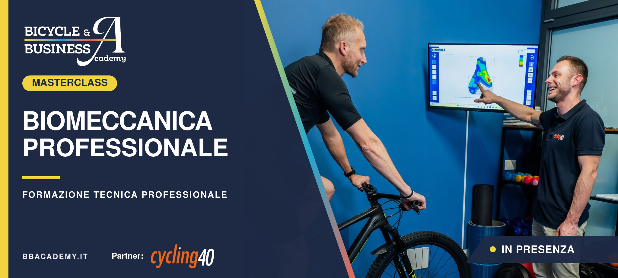 Masterclass di biomeccanica professionale Bike Academy con partner Cycling40